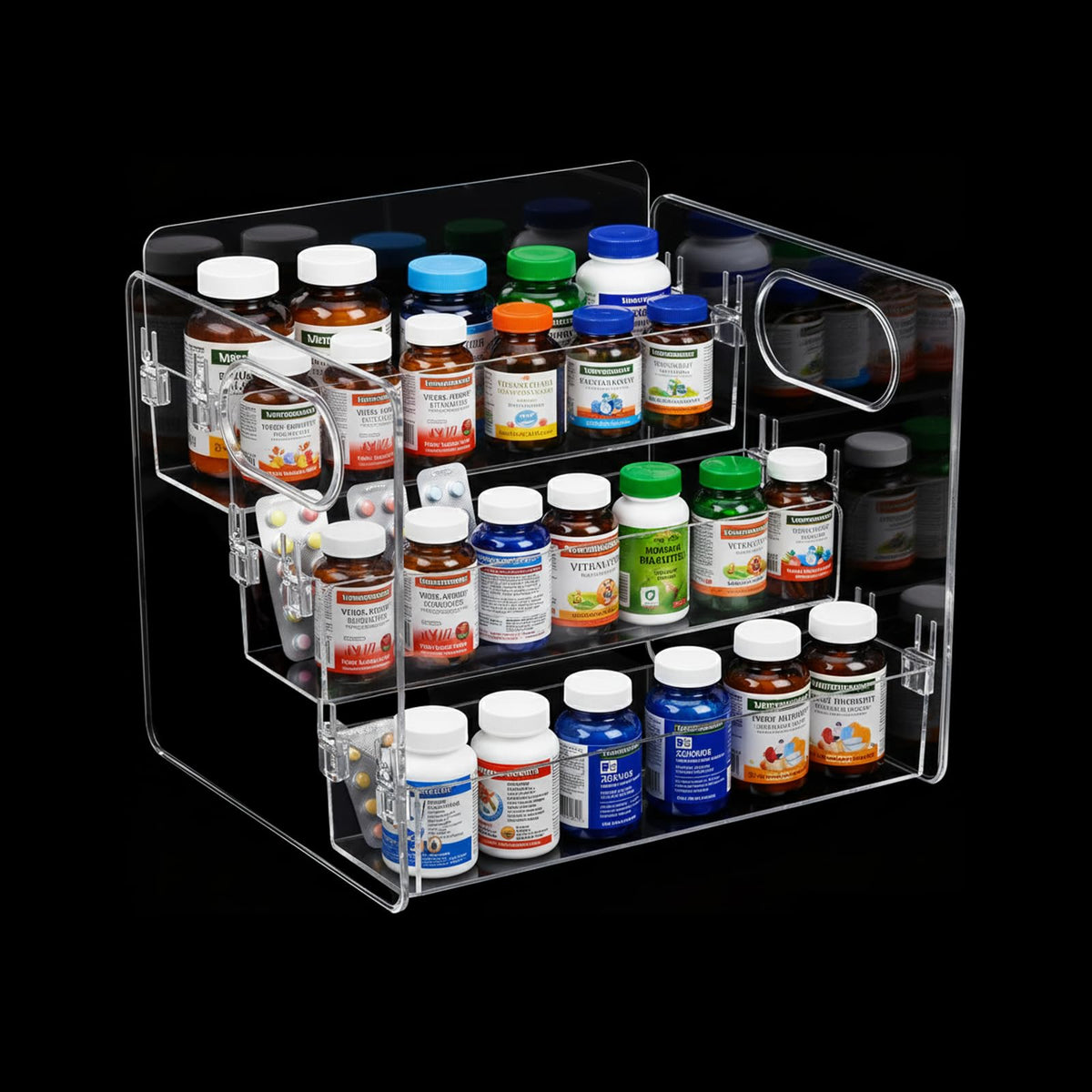 IPENP 3-tier vitamin storage organizer on a counter for easy bottle access