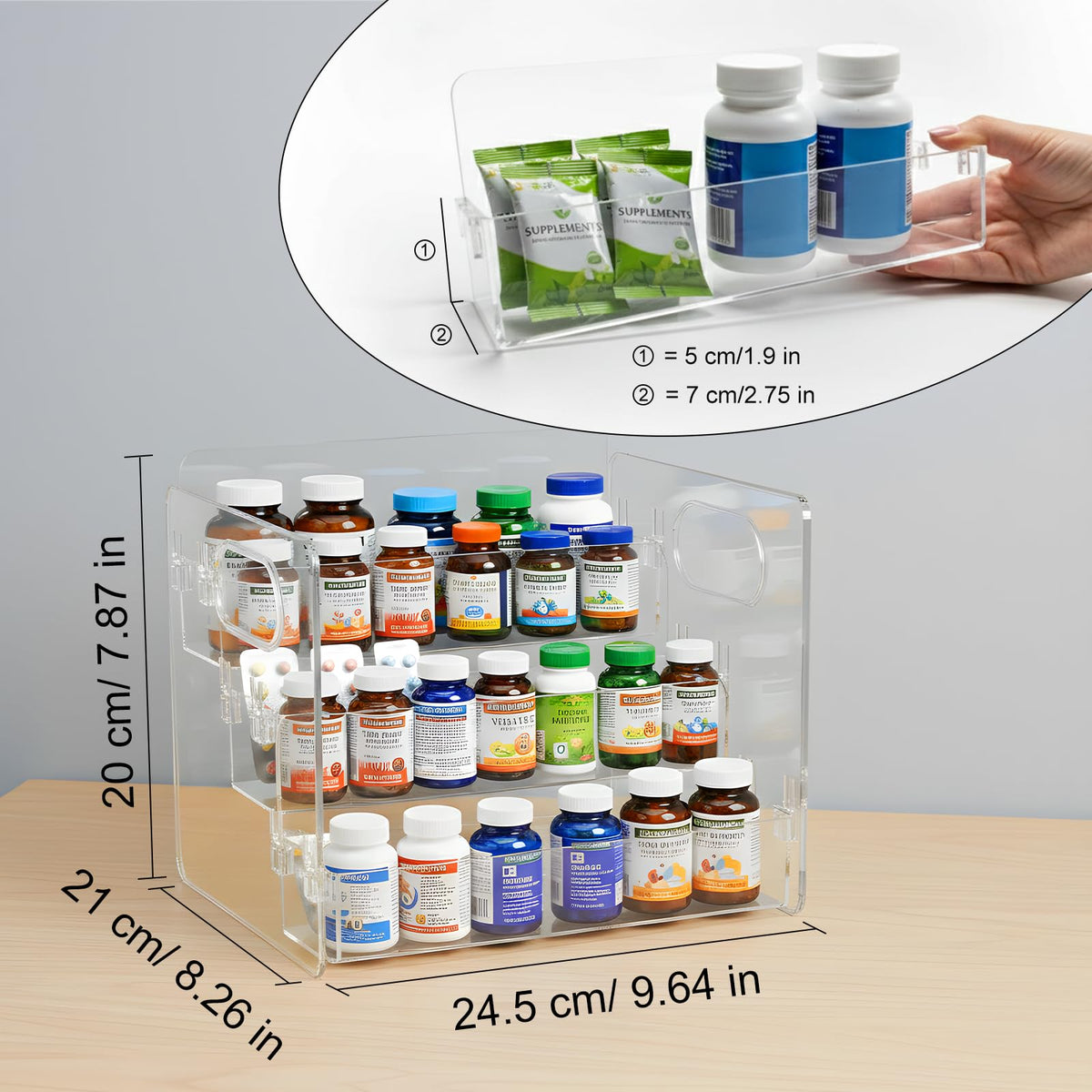 IPENP medicine cabinet organizer with raised edges to prevent spills