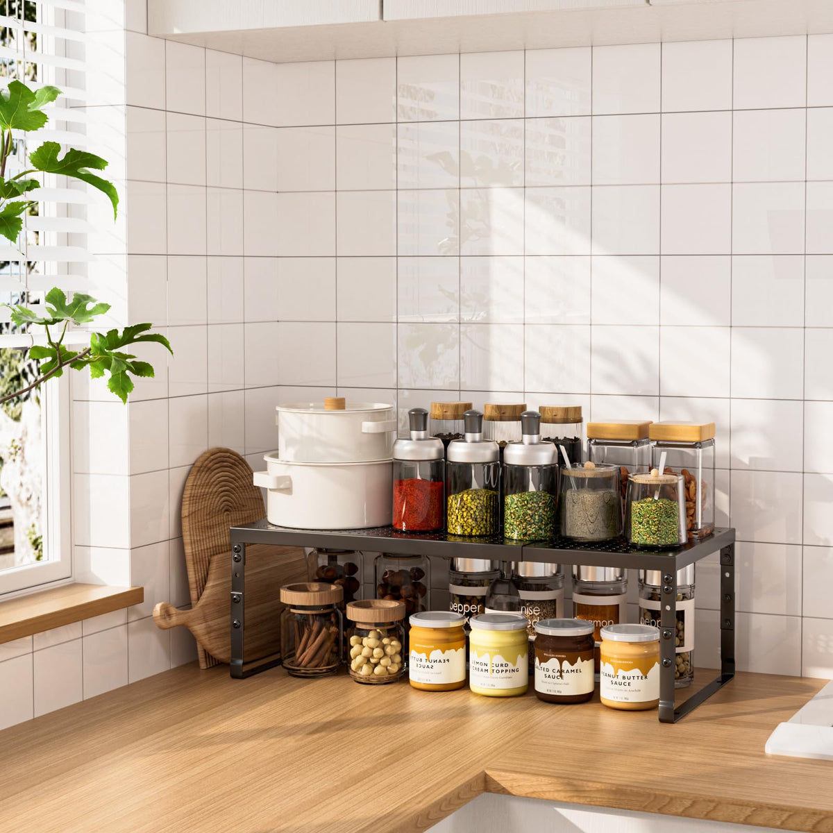 Ipotive kitchen pantry organization fits tight corners and shelves.