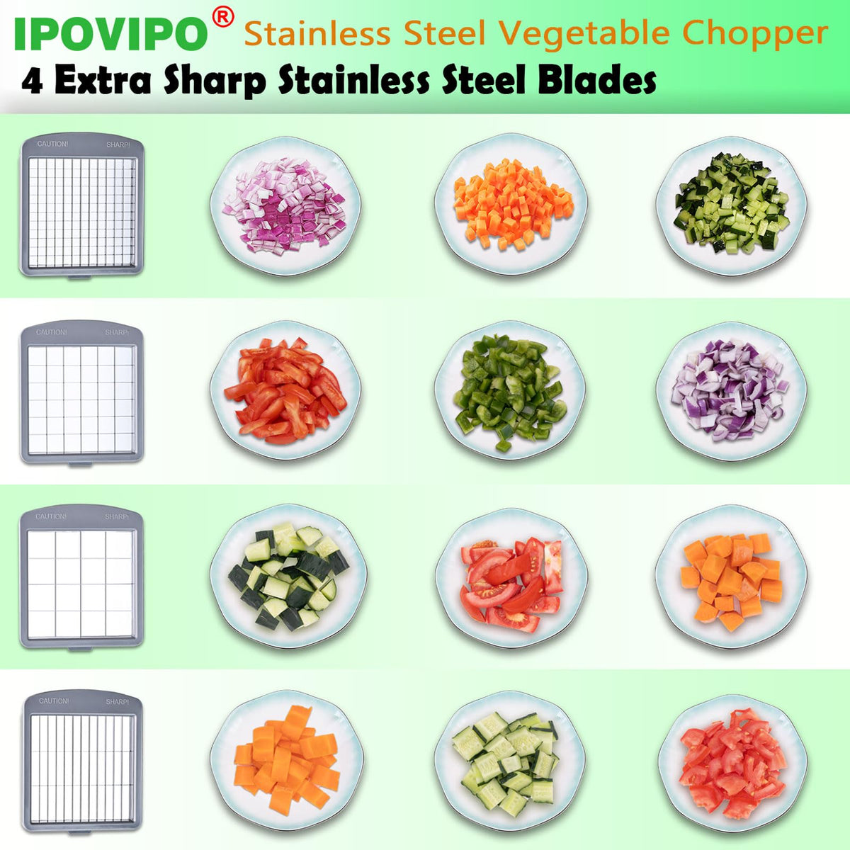 IPOVIPO vegetable chopper with compact design saves counter space.
