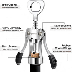 IPOW 2-in-1 opener ready for wine and beer bottles.