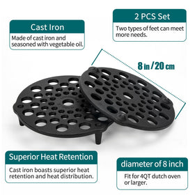 IPROUDER cast-iron-grate-long-feet-embers enables direct cooking over flames
