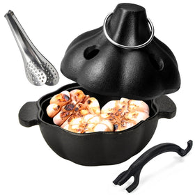 IPROUDER cast-iron garlic roaster with seasoned surface for even heat.
