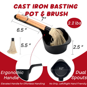 IPROUDER cast iron saucepan with dual-spouts for drip-free grilling pours