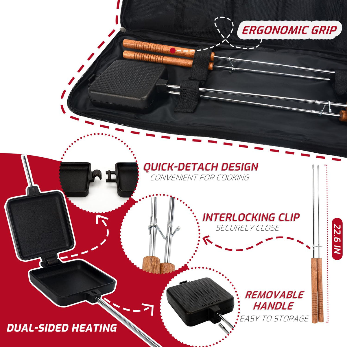IPROUDER large cooking space lets you stuff more fillings for hearty camp meals.