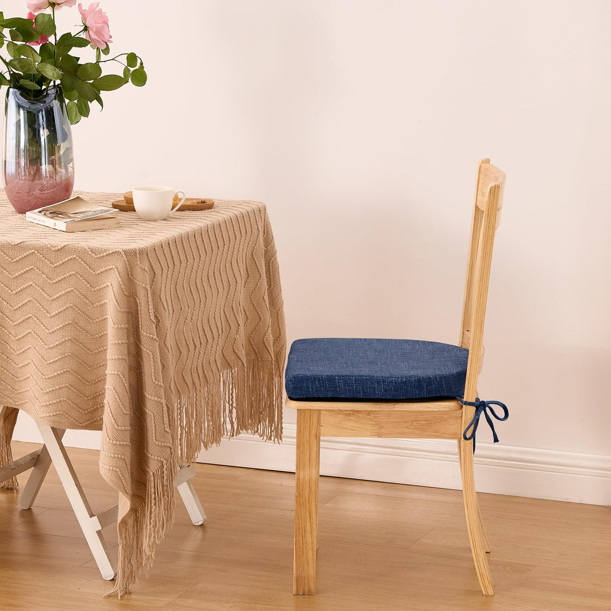 IPYNBAP navy chair cushions rebounding within 24-48 hours after unboxing for quick setup.