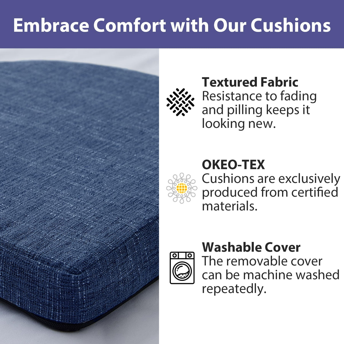 IPYNBAP navy cushions with side zipper protecting chair surfaces during use.