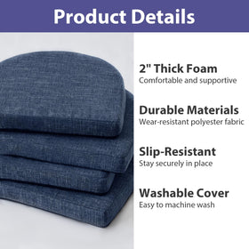 IPYNBAP navy cushions showing attached ties and non-slip layer for secure seating.