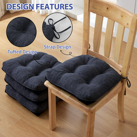 Set of four tufted memory foam pads for long-lasting support.