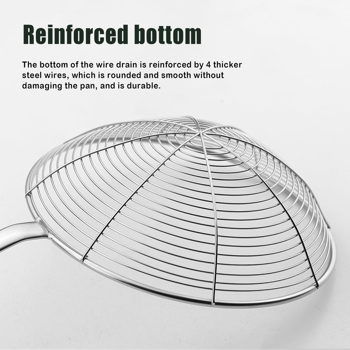 IQCWOOD spider strainer hanging loop enables easy kitchen storage.