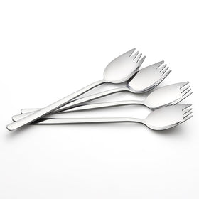 IQCWOOD sporks 4-pack in 18/10 stainless steel for durable daily dining.