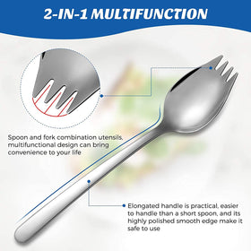 IQCWOOD stainless steel spork set resists rust and cleans easily.