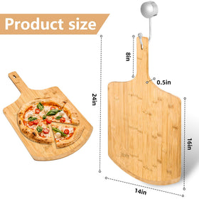 IQHLXN wooden-handle pizza peel with 8-inch grip for stable lifting