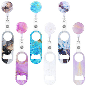 Irenare flat bottle opener with marble pattern and belt clip for on-the-go bartenders.