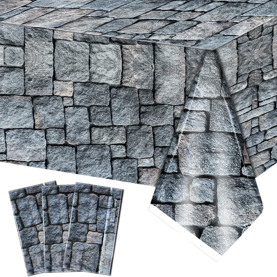 Irenare cobblestone tablecloth with stone print for medieval dining ambiance