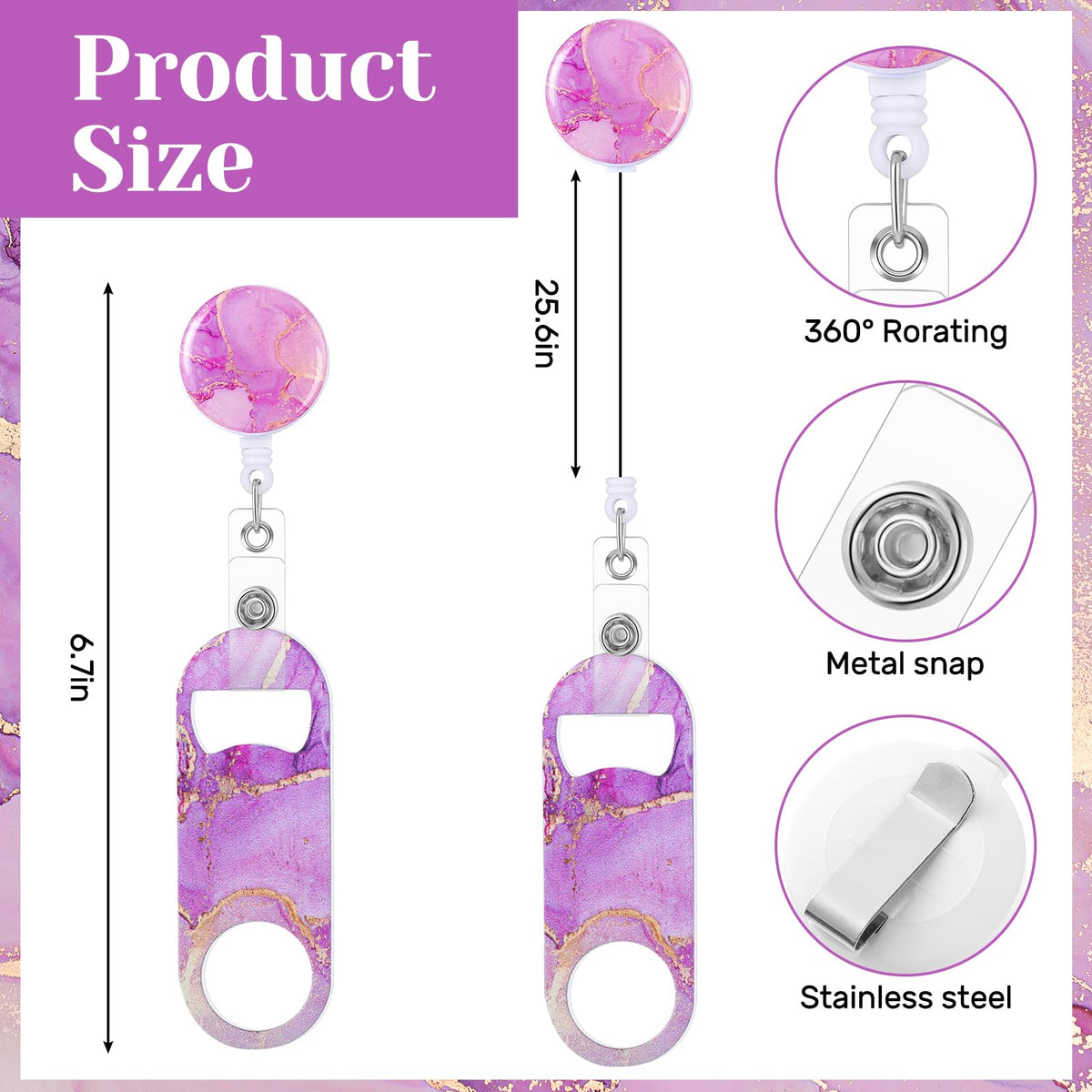 Irenare retractable bottle opener with round badge reel, perfect for events.