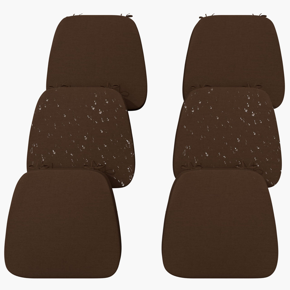 Iristykilin dining chair cushions: six-pack with waterproof covers for easy cleanup.