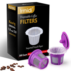 Irmidi disposable paper filter 300-count with packaging for eco-friendly brewing