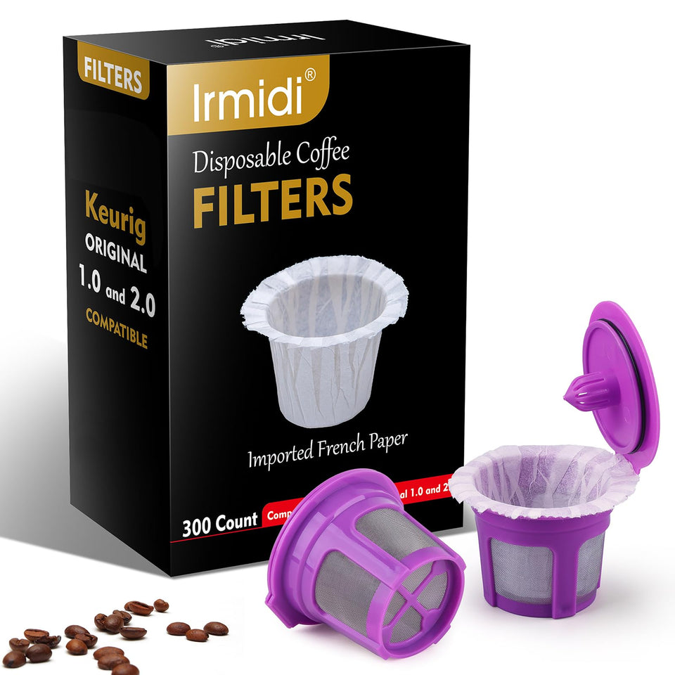 Irmidi disposable paper filter 300-count with packaging for eco-friendly brewing