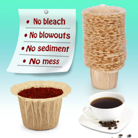 Irmidi easy-cleanup filters simplify cleanup after brewing with simple disposal.