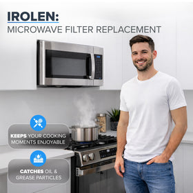 IROLEN easy installation clip shows quick swap for microwave filters.