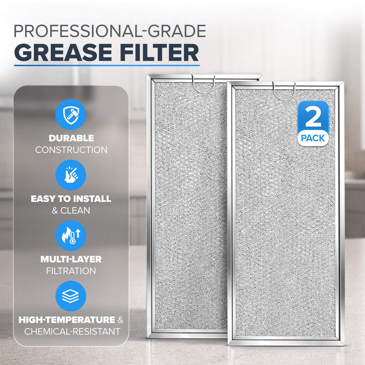 IROLEN grease filter back view designed for 13x6 compatibility and easy replacement.
