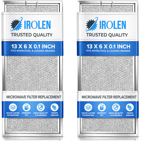 IROLEN grease filter front view fits Whirlpool/GE microwaves and helps reduce odors.
