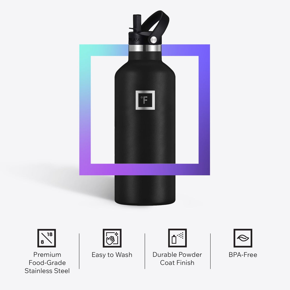 IRON °FLASK Bubble Gum powder-coated finish adds durability and style.