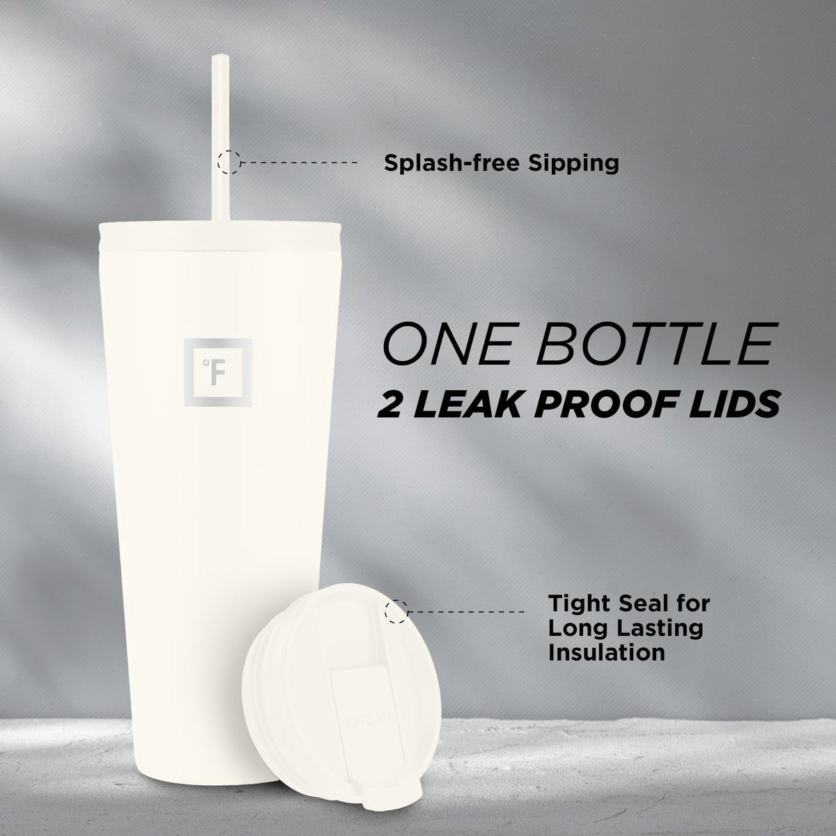 IRON °FLASK Classic Tumbler cashmere cream rubber-based built-in coaster