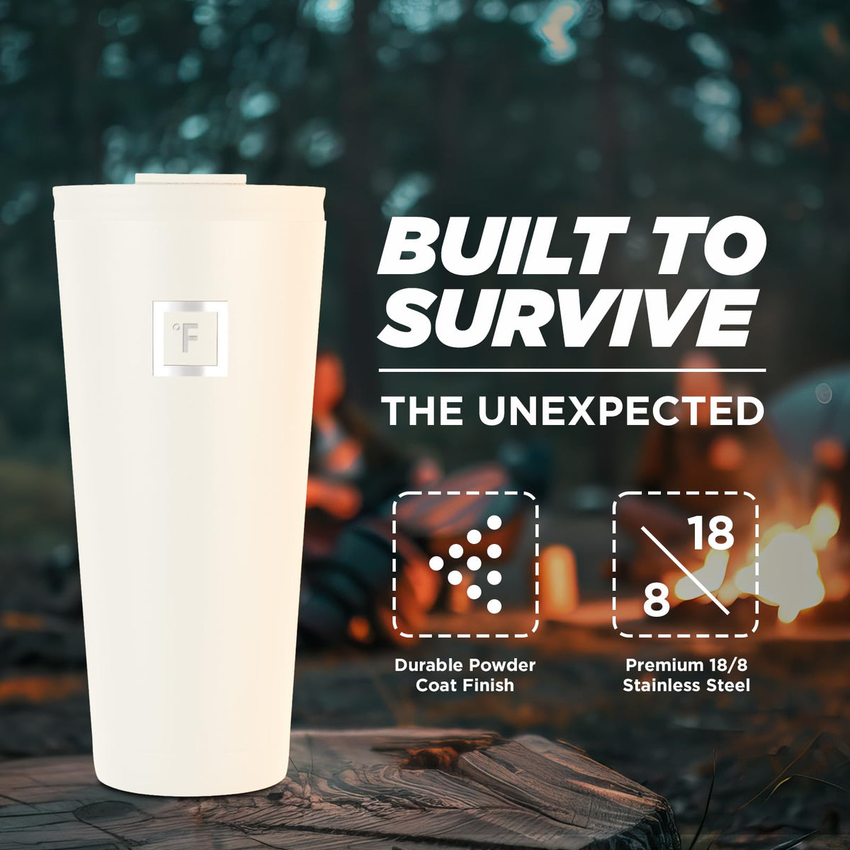 IRON °FLASK Classic Tumbler cashmere cream with double-walled insulation in use