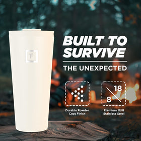 IRON °FLASK Classic Tumbler cashmere cream with double-walled insulation in use