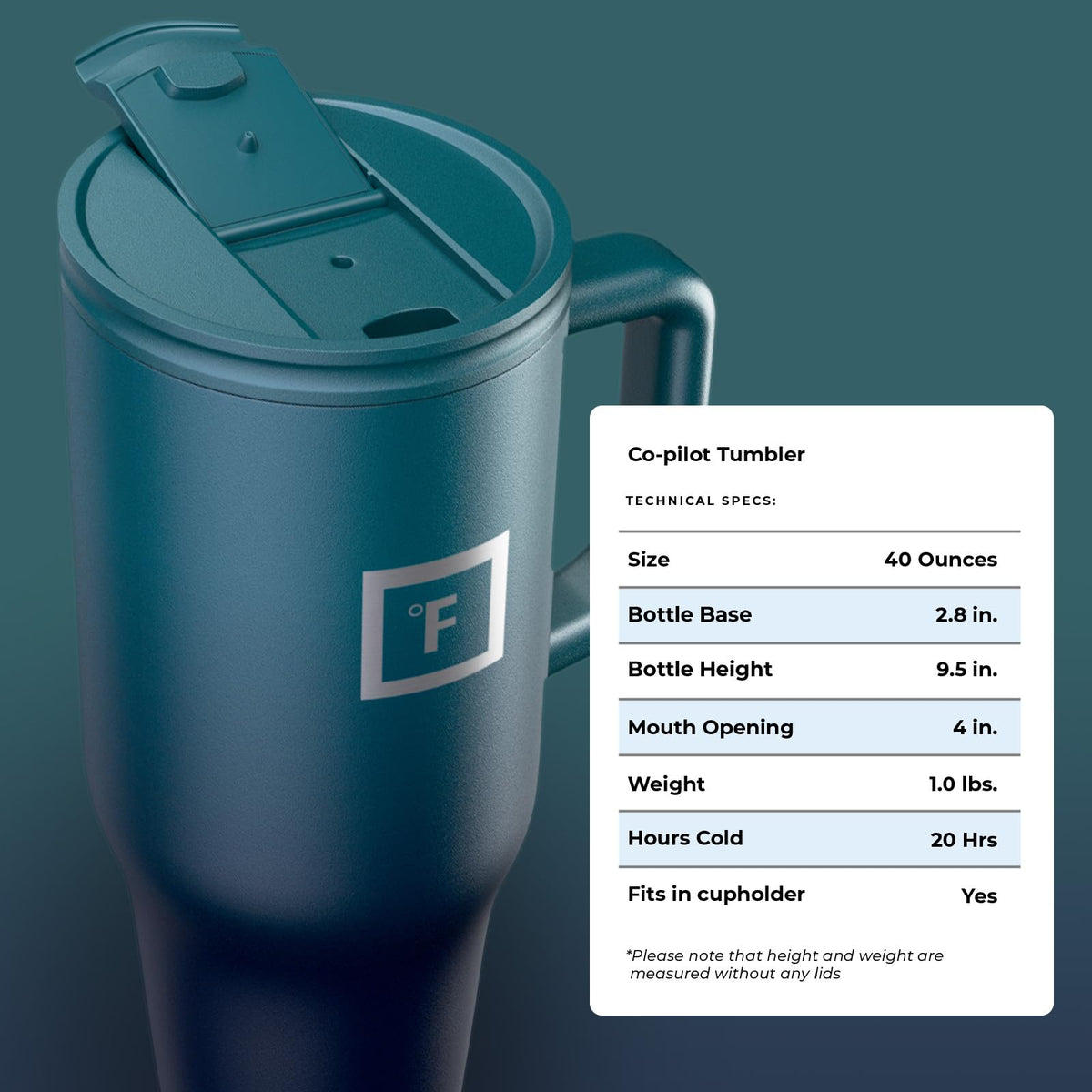 IRON °FLASK Co-Pilot mug, dark night finish for daily adventures.