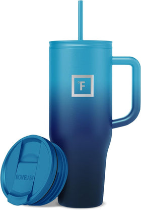 IRON °FLASK Co-Pilot mug, dark night side view, keeps beverages at temp on the go.