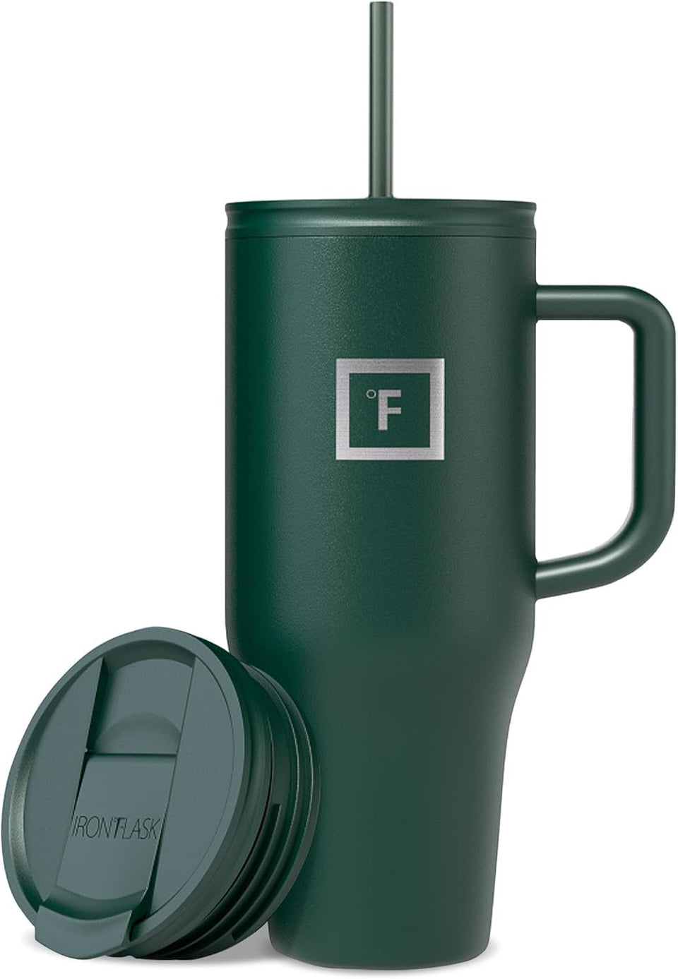IRON °FLASK Co-Pilot insulated mug with straw lid keeps drinks cold on the go.