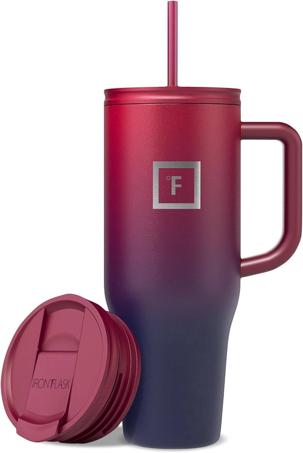 IRON °FLASK Co-Pilot insulated mug with straw keeps drinks hot or cold on the go.
