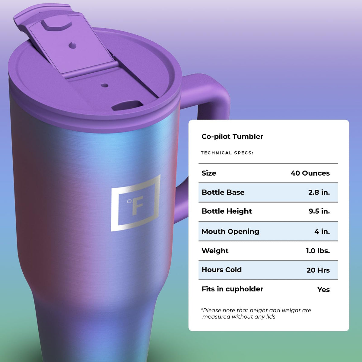 IRON °FLASK Co-Pilot mug color Aurora signals premium visuals and mood-enhancing styling.