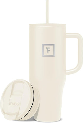 IRON °FLASK Co-Pilot mug with straw lid for travel-friendly sipping.