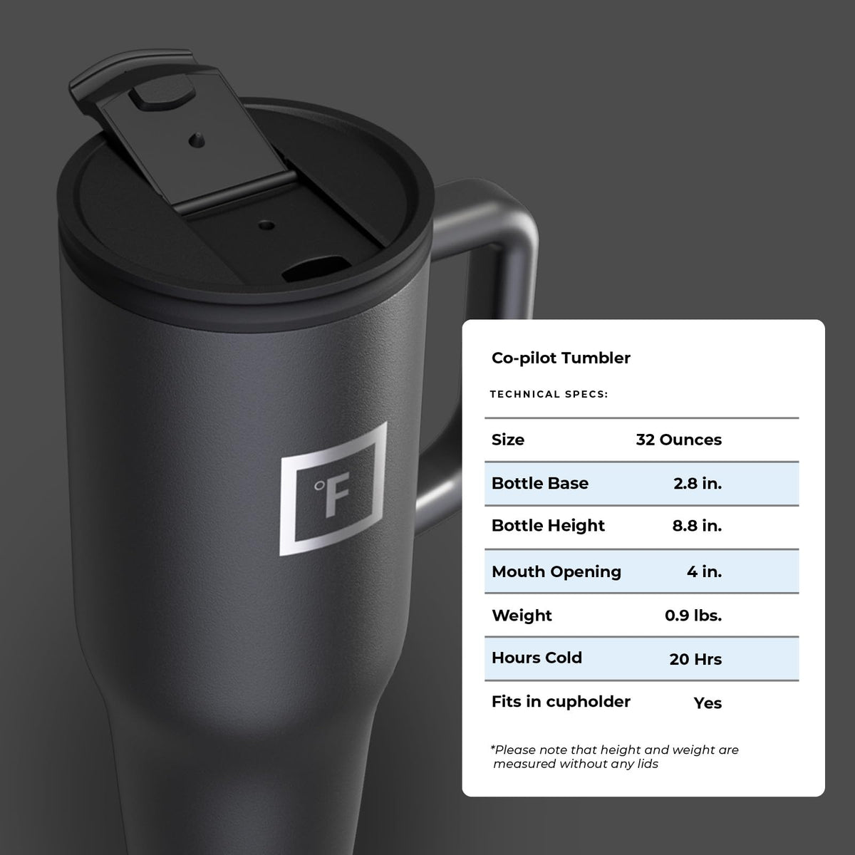 IRON °FLASK Co-Pilot mug ideal for travel and daily use scenarios