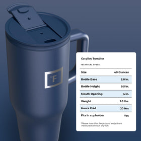 IRON °FLASK Co-Pilot mug ideal for travel and daily errands.