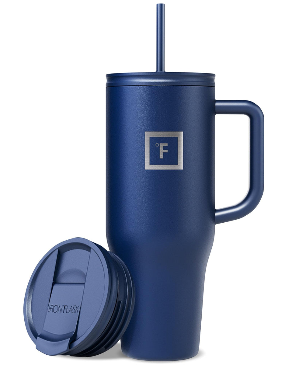 IRON °FLASK Co-Pilot mug with straw lid for on-the-go hydration.