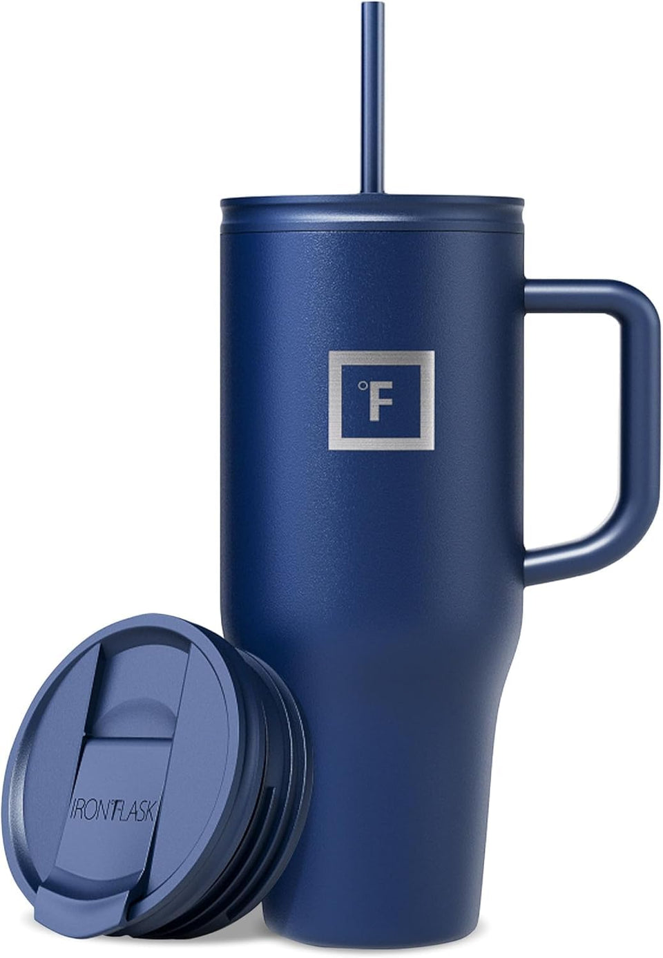 IRON °FLASK Co-Pilot Twilight Blue mug with lid; keeps beverages cold up to 20 hours.