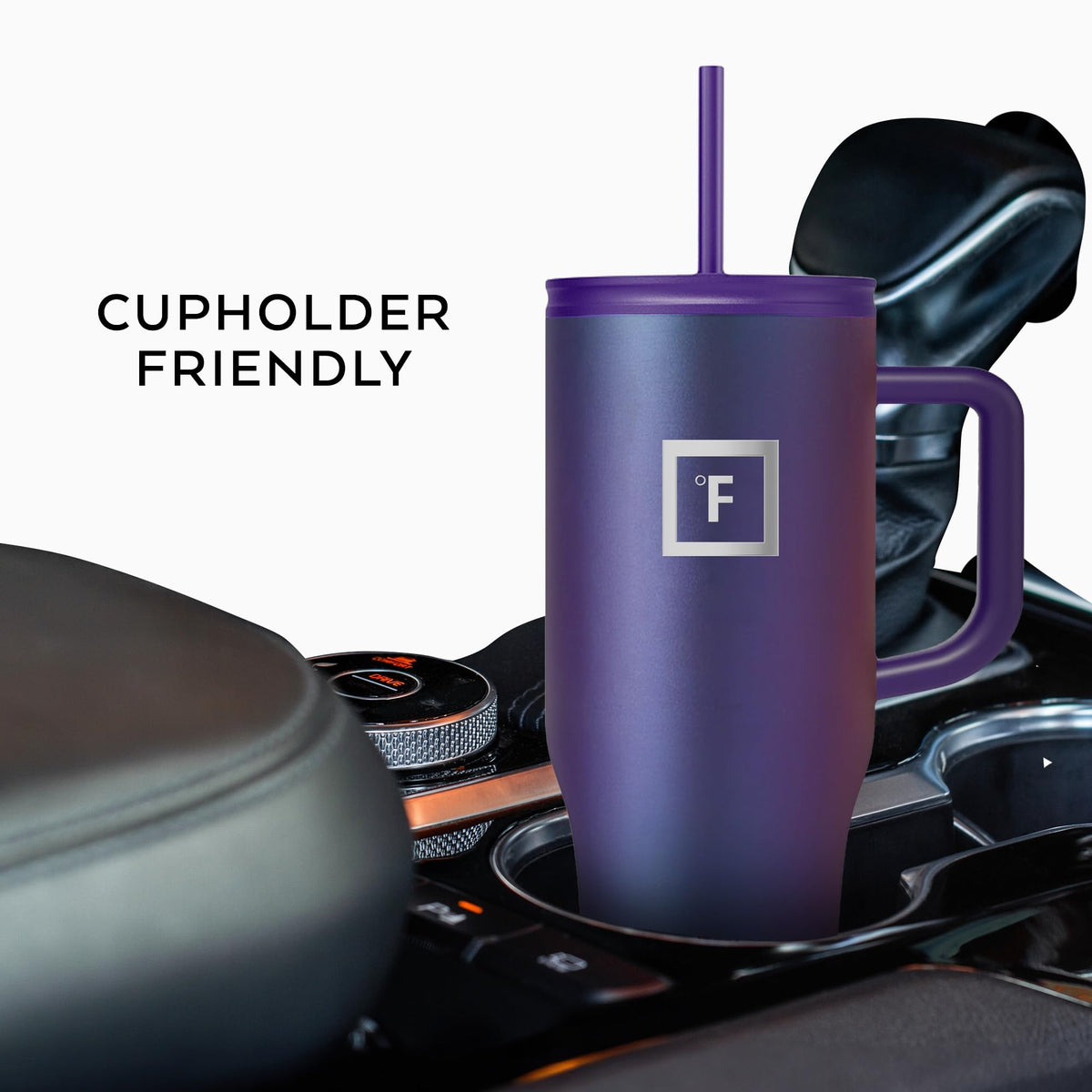 IRON °FLASK Co-Pilot mug includes two lids for hot or cold drinks.