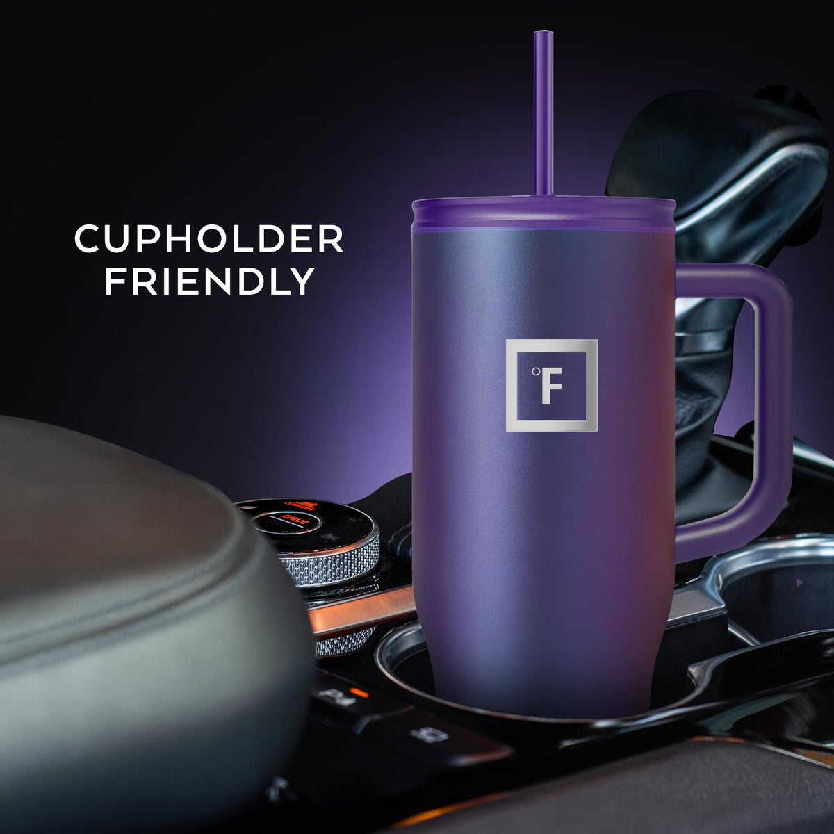 IRON °FLASK Co-Pilot mug, two lids for hot or cold drinks.