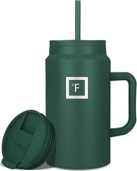 IRON °FLASK Copilot insulated mug with straw lid keeps beverages cold for hours.