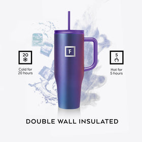 IRON °FLASK Copilot Mug Midnight Black in-cupholder fit for secure commuting.