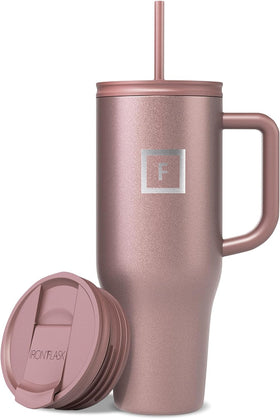 IRON °FLASK Co-Pilot rose gold 40 oz mug with insulated body for all-day cold drinks