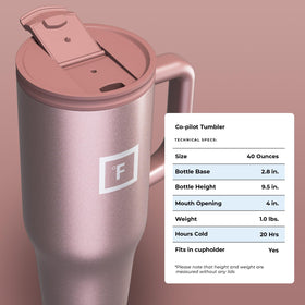 IRON °FLASK Co-Pilot travel mug in rose gold for daily use