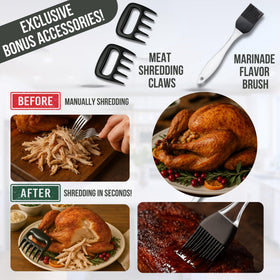 Iron Grillers needles set ready for even distribution in turkey and brisket.