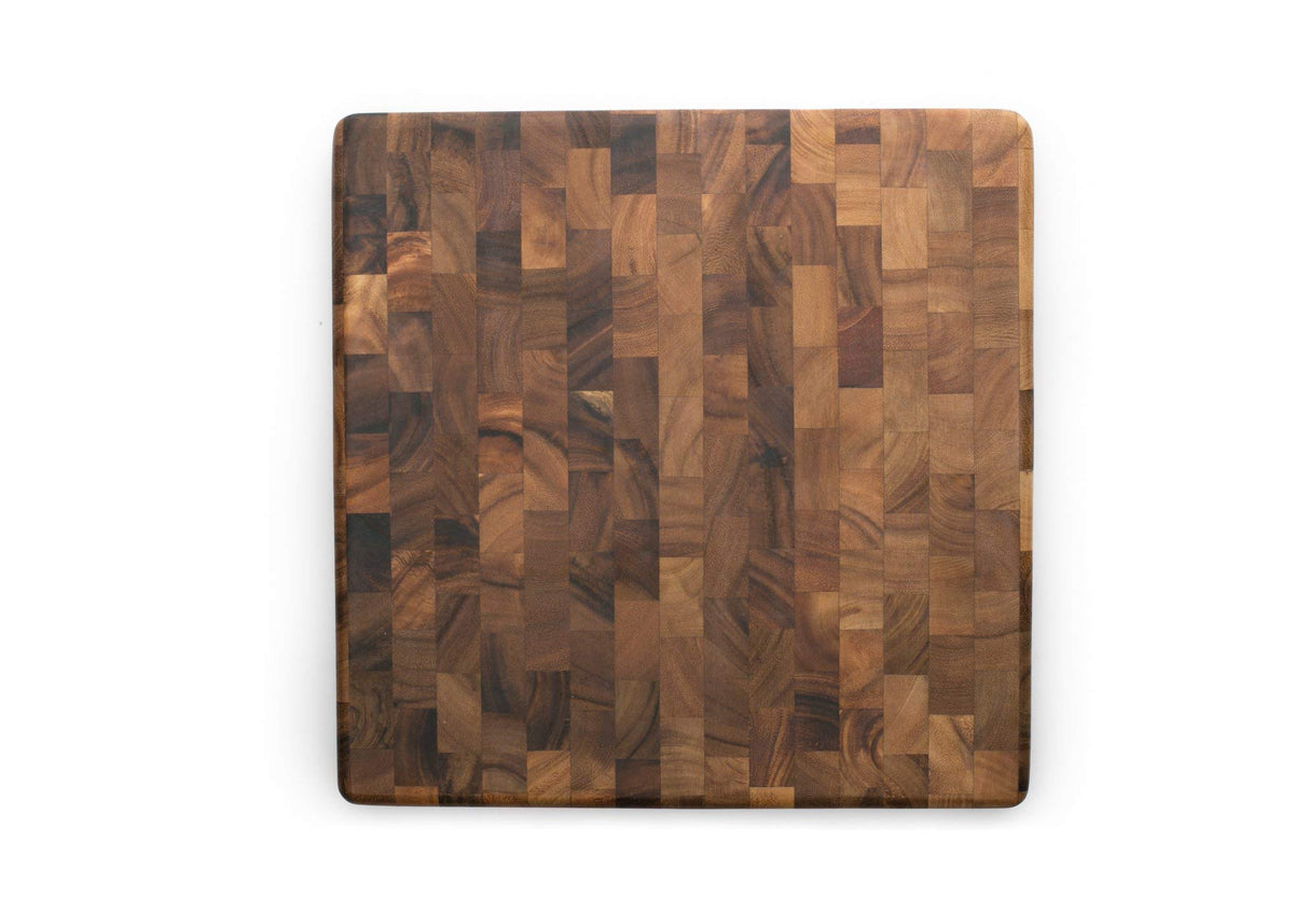 Ironwood Gourmet Charleston end grain board top view shows rich color and durability