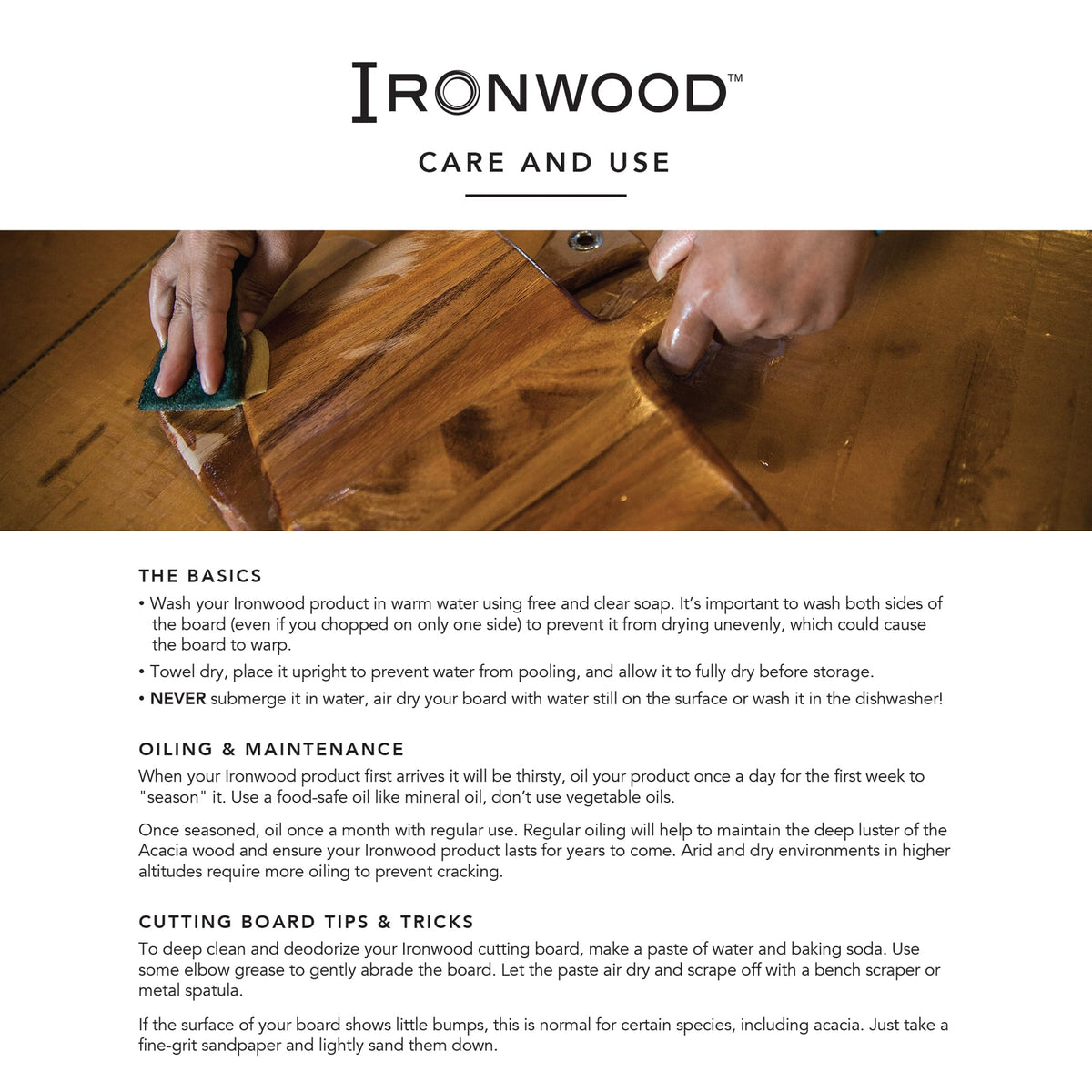 Ironwood Gourmet counter display showing versatile prep, cutting, and serving.